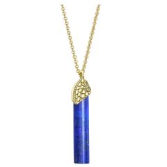 Ana De Costa Gold Lapis Lazuli Yellow Diamond Drop Pendant 4