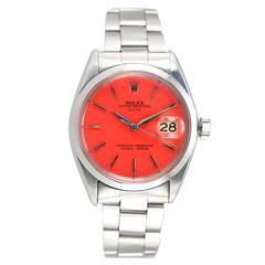 Rolex Stainless Steel Date Custom Coral Dial Wristwatch Ref 1500