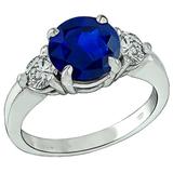 Natural 2.66 Carat Sapphire Diamond Engagement Ring