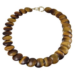 Tiffany & Co. Paloma Picasso Tiger Eye Gold Necklace