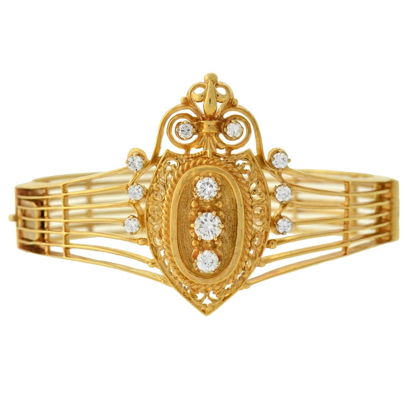 Victorian Revival Diamond Gold Bracelet