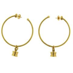 Large Bulgari Gold B.Zero1 Hoop Charm Earrings