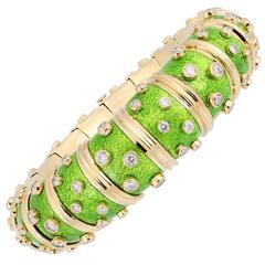Tiffany & Co. Schlumberger Paillonne Enamel Diamond Bangle Bracelet 1
