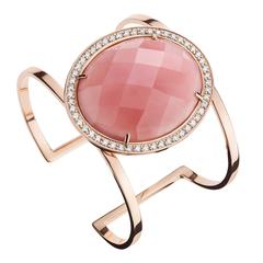 Jansi Pink Quartz Diamonds Gold Cuff Bracelet