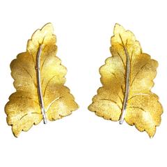 Buccellati Two Color Gold Leaf Earclips