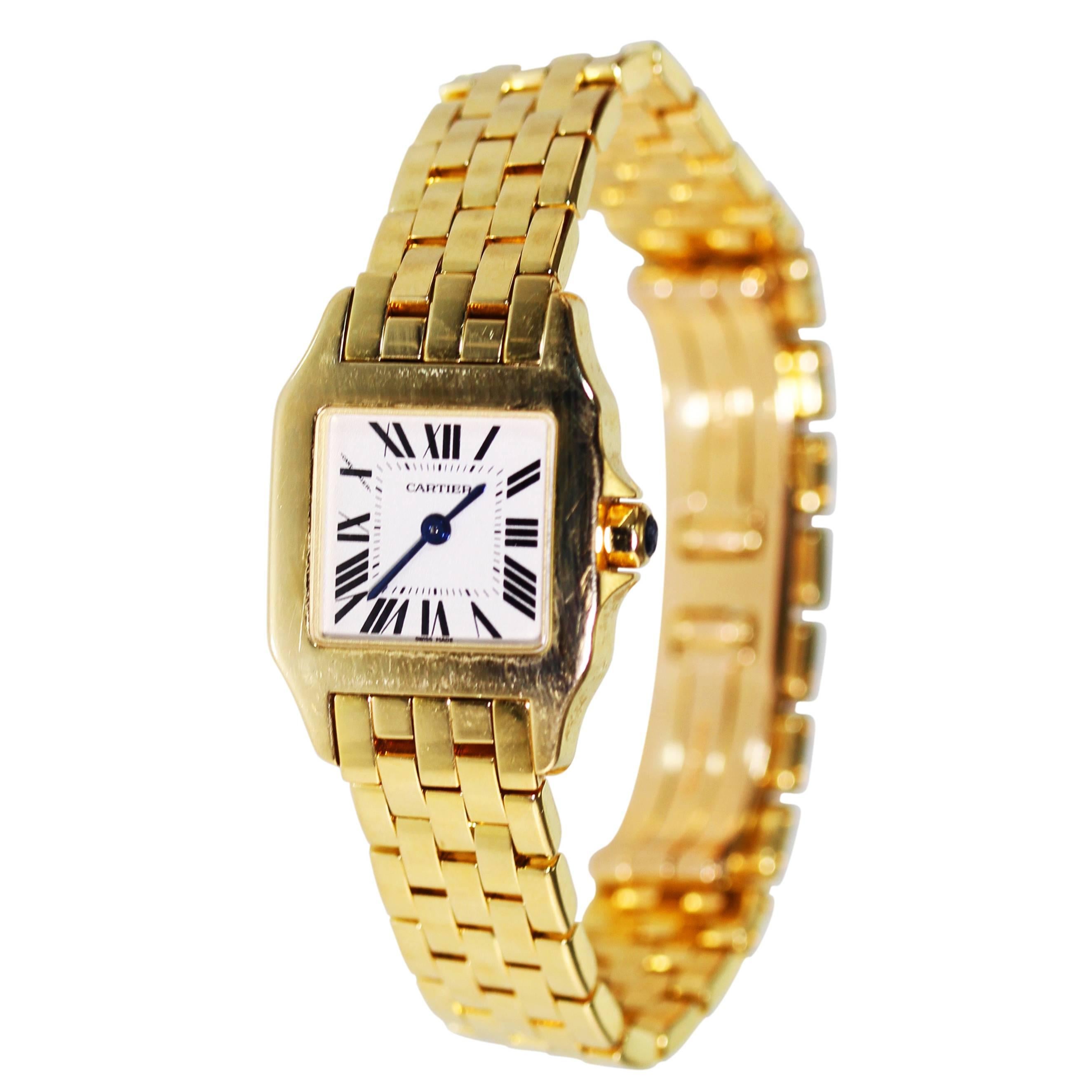 Cartier Ladies Yellow Gold Santos Demoiselle Quartz Wristwatch For Sale