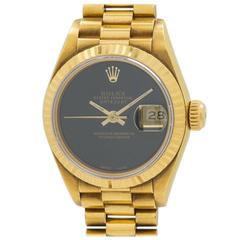 Rolex Yellow Gold Lady Datejust Onyx President Wristwatch Ref 69178 circa 1988