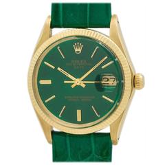 Rolex Yellow Gold Oyster Perpetual Date Custom Color Dial Wristwatch Ref 1503