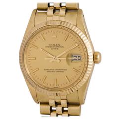 Rolex Yellow Gold Oyster Perpetual Date Wristwatch Ref 15037