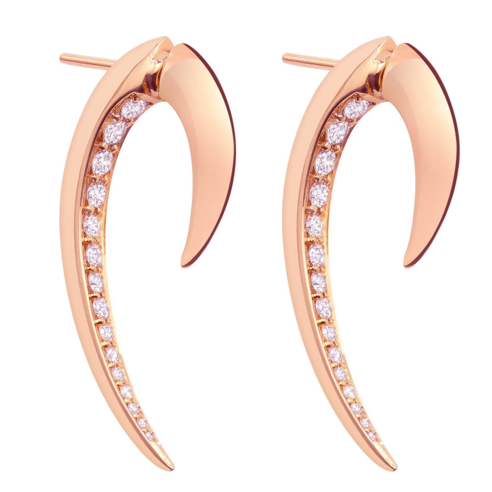 Shaun Leane Diamond Gold Hook Earrings For Sale