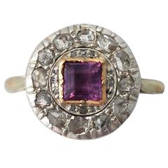 1910s Antique Amethyst & Diamond Yellow Gold Cocktail Ring 12