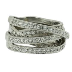 Diamond Platinum Crossover Ring ( size 4-5 )