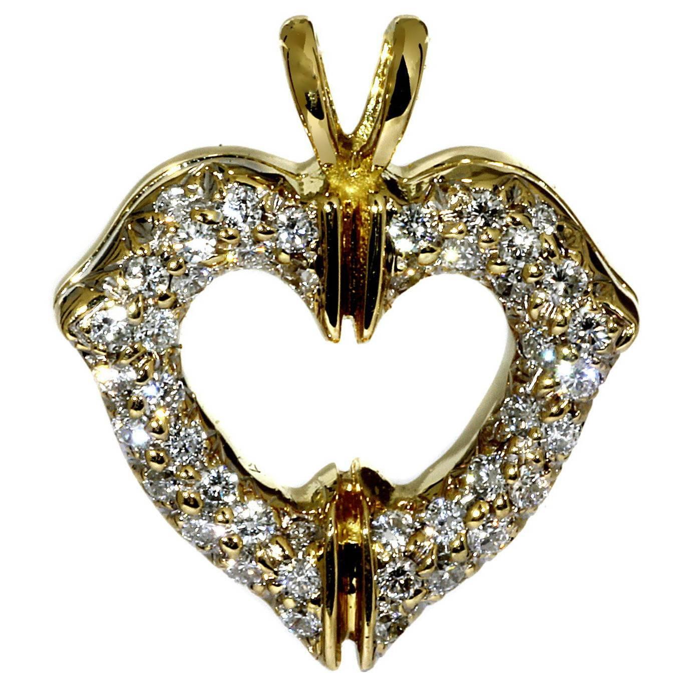Cartier Diamond Gold Heart Necklace Pendant