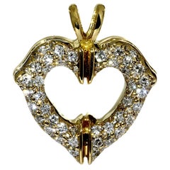Retro Cartier Diamond Gold Heart Necklace Pendant