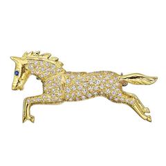 Diamond Gold Galloping Horse Pin Diamond Gold Galloping Horse Pin