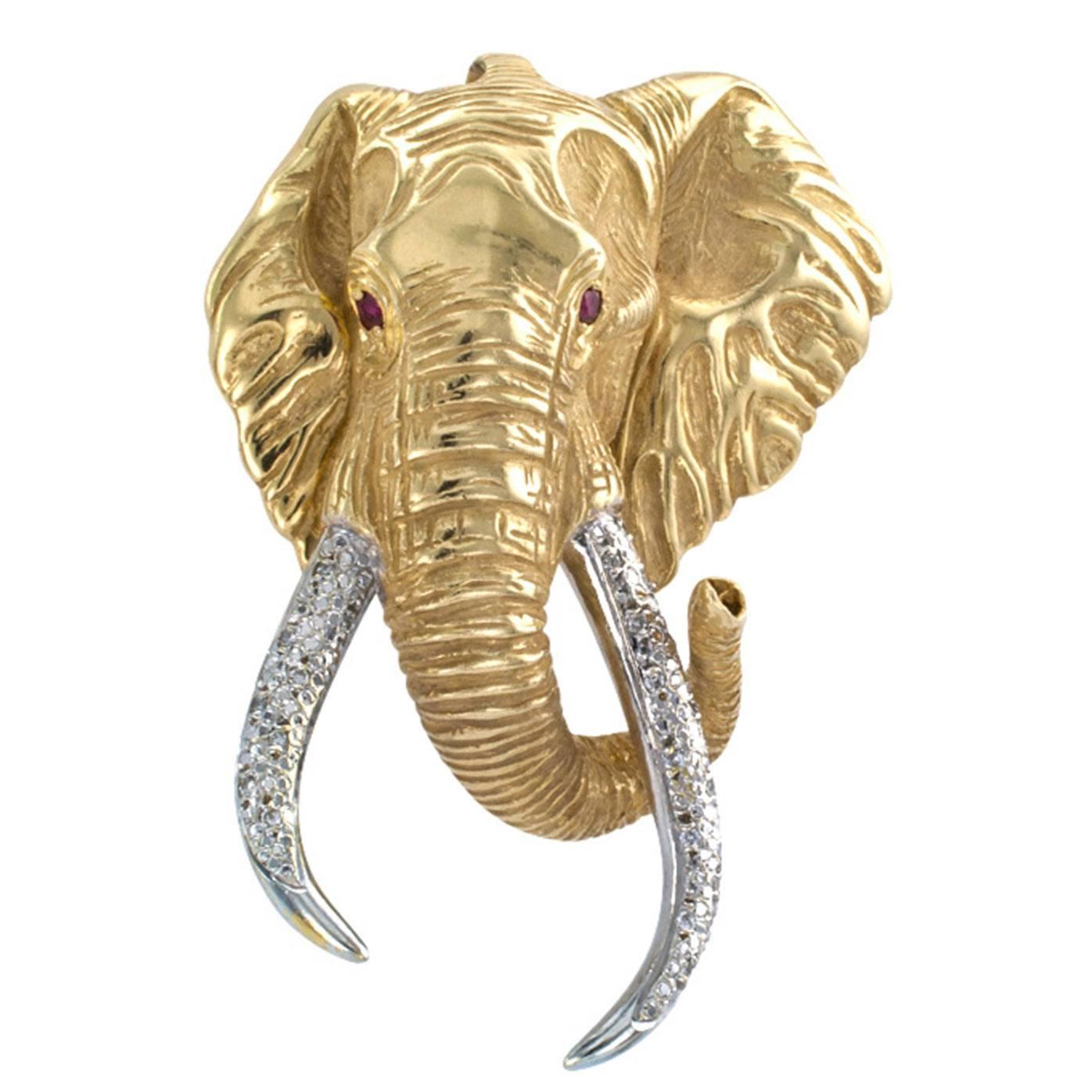 Large Elephant Brooch Pendant