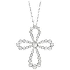 Tiffany & Co. Bezel-Set Diamond Platinum Cross Pendant