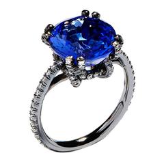 N.V. Milano 7.83 Carat Round Tanzanite Oxidized Gold Ring