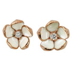 Shaun Leane Cherry Blossom Studs in Rose Gold Vermeil with Diamond and Enamel