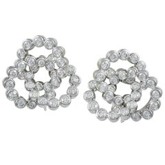 VERDURA Diamond and White Gold Trefoil Earrings