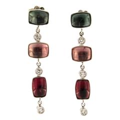 Jona Multicolor Tourmaline Diamond Gold Dangle Earrings 6