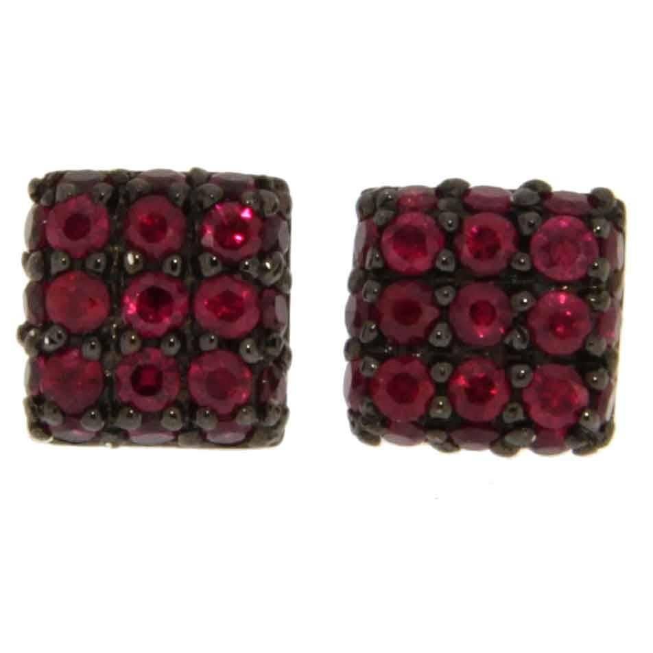 Jona Ruby 18 Karat White Gold Square Stud Earrings