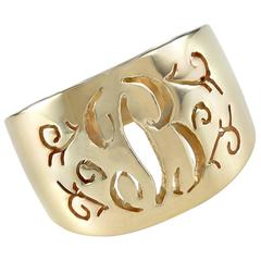 Lovely Initial B Openwork Gold Ring