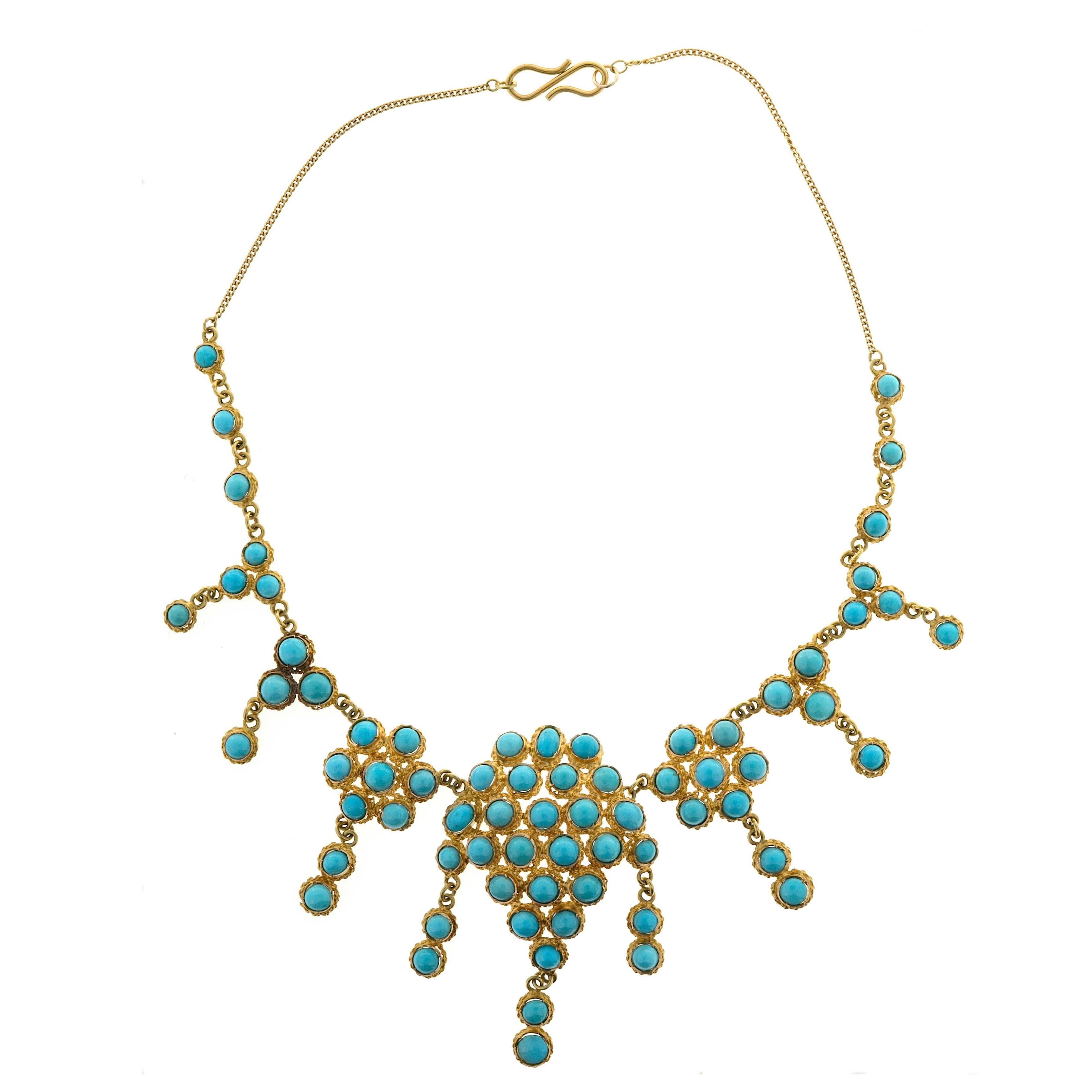 Antique Turquoise Gold Necklace