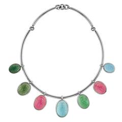 Colleen B. Rosenblat Tourmaline Rubellite Aquamarine Gold Scarab Collier 5