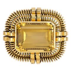 Retro Citrine Gold Brooch 2