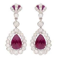Burmese Ruby Gold Briolette Earrings 3