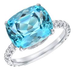 Tamir Classic 5.11 Carat Aquamarine Diamond Platinum Ring 2
