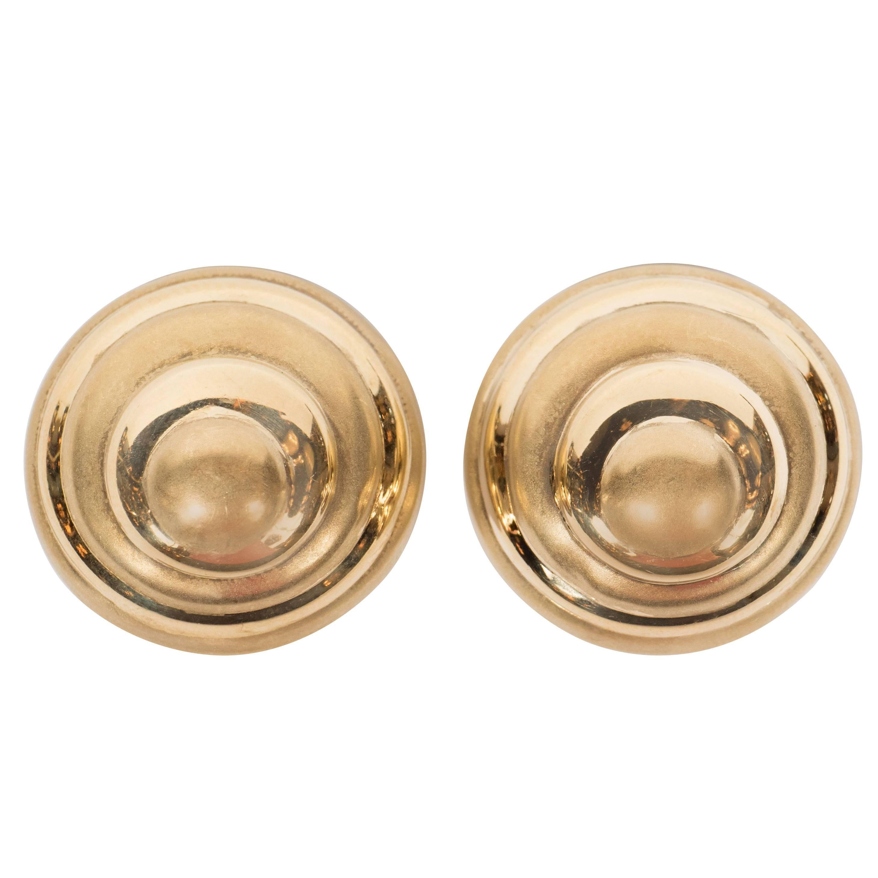 Mid Century Modern 18kt Gold Shell Earrings