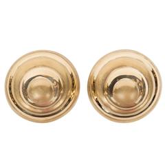Mid Century Modernist Gold Shell Design Earrings 10