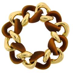 1960s Seaman Schepps Wood Gold Link Bracelet