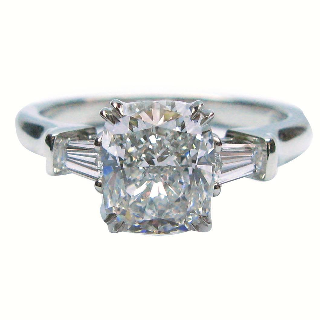 Harry Winston 1.70 Carat GIA Cert Cushion Diamond Platinum Ring