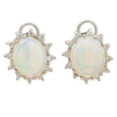 Opal Diamond Gold Earclips