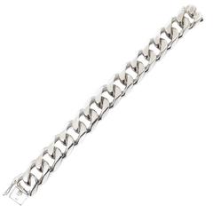 Vintage 1970s Hermes Silver Large Heavy Link Bracelet 