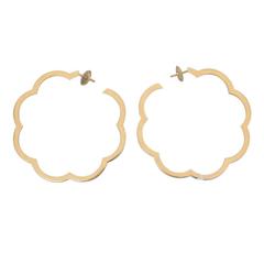 Chanel Gold Camellia Hoop Earrings