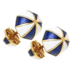 David Webb Enamel Gold Umbrella Cufflinks