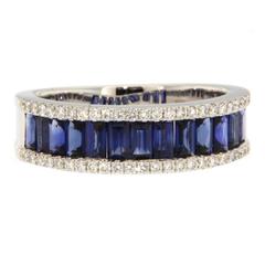 Jona Blue Sapphire Diamond Gold Band Ring 1