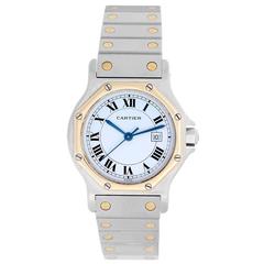 Cartier Yellow Gold Stainless Steel Santos Octagon Automatic Winding Wristwatch