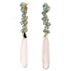 Jona Apatite Pink Quartz 18 Karat White Gold Chandelier Earrings
