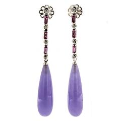 Jona Lavender Jade Pink Tourmaline Diamond Gold Drop Earrings 9
