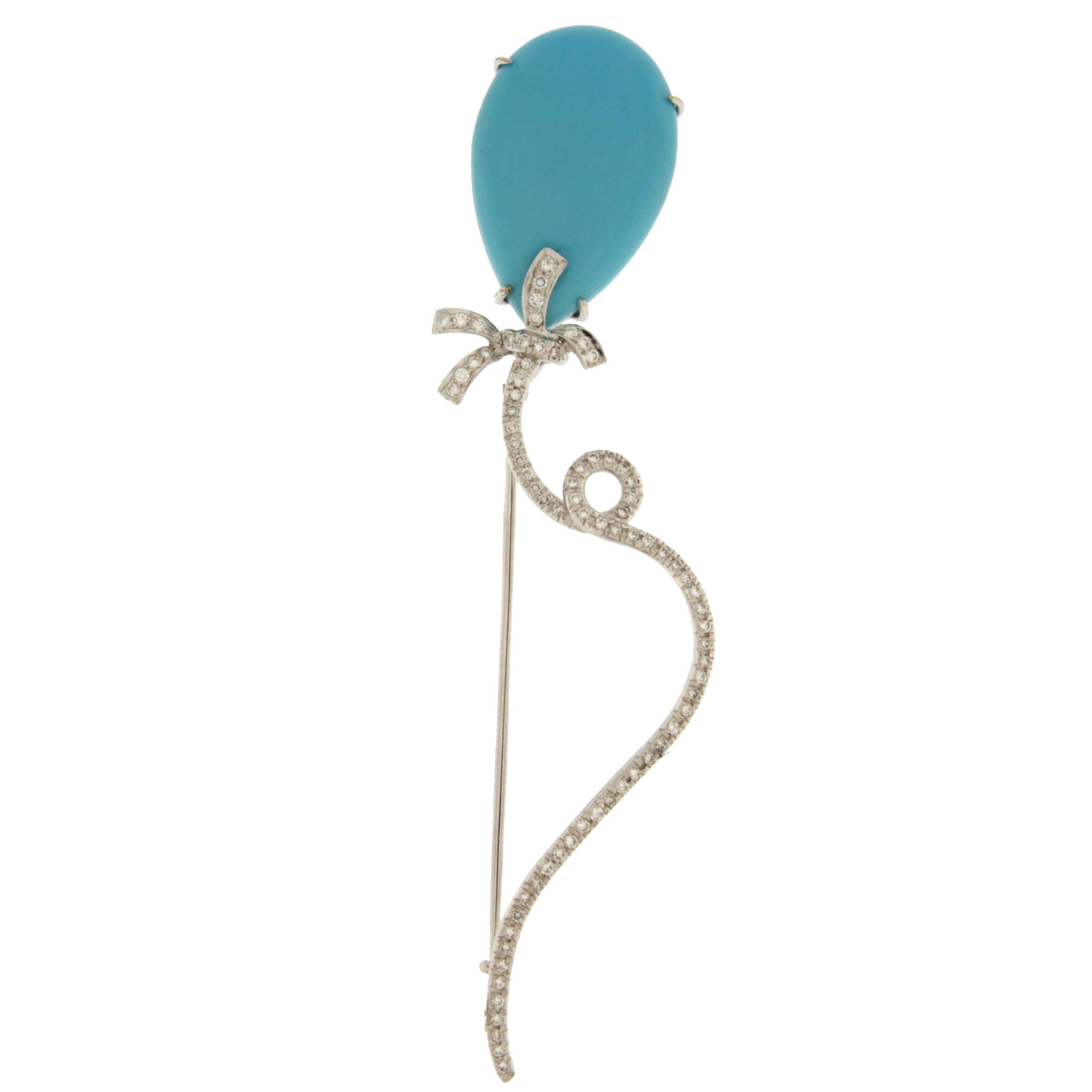 Jona Turquoise Diamond Gold Balloon Brooch