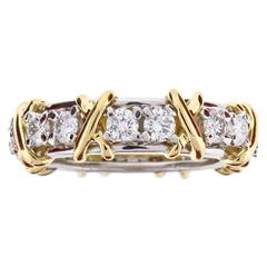 Tiffany & Co. Schlumberger Diamond Gold Platinum X Ring