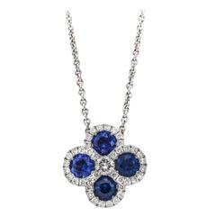 .88 Carat Sapphire Diamond Gold Pendant Necklace 6