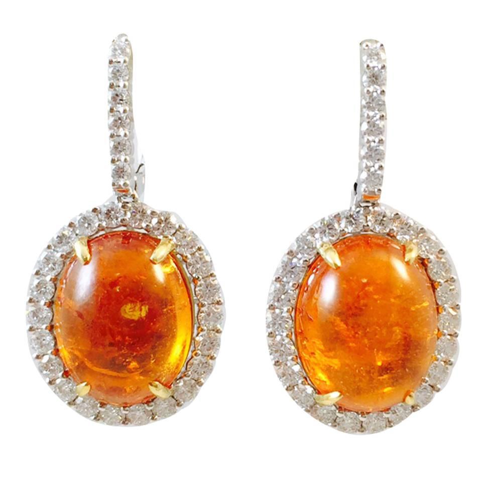 Karina Brez Mandarin Orange Diamond Gold Earrings For Sale at