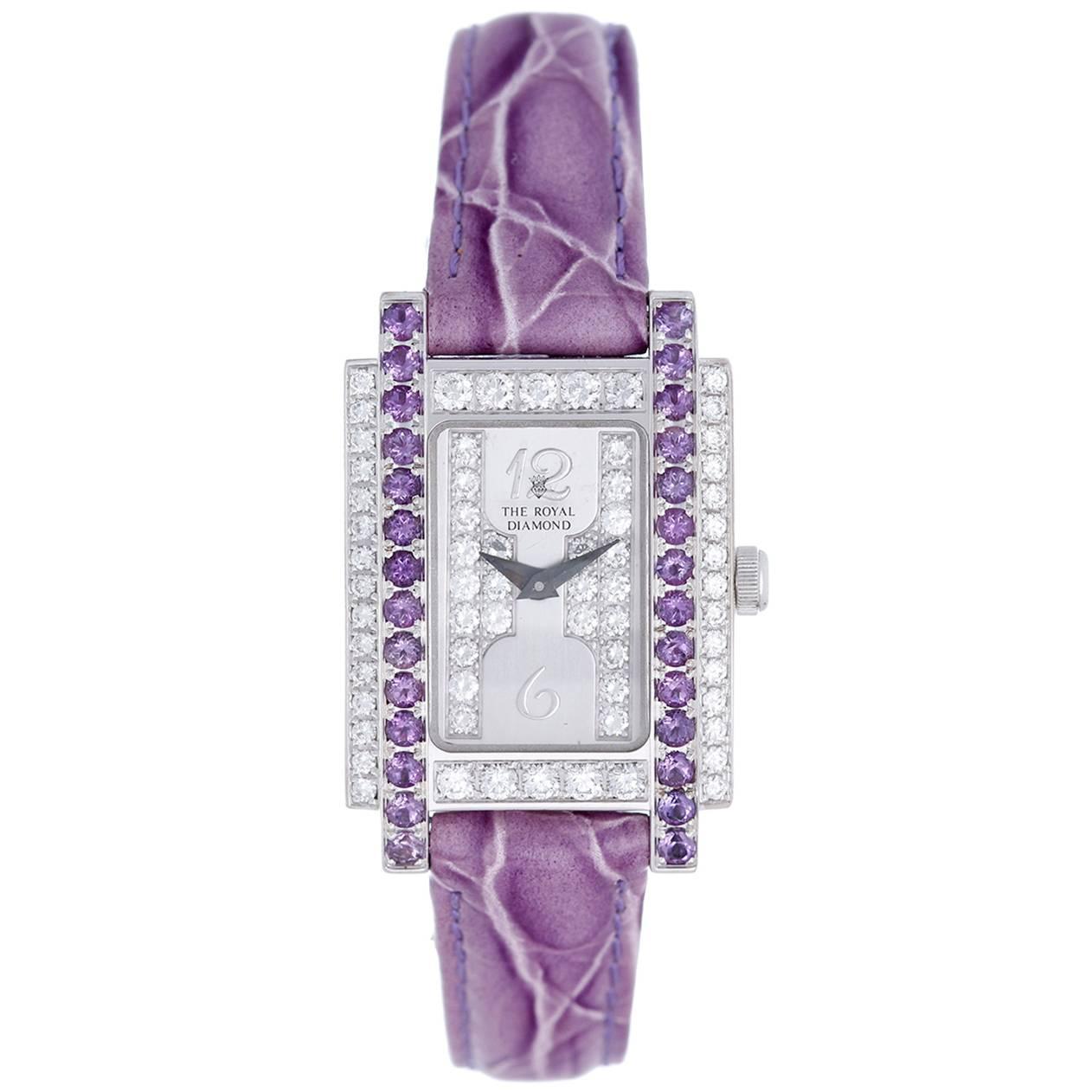 Chatila Lady's White Gold Diamond "The Royal Diamond Fancy" Quartz Wristwatch 
