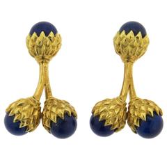 Tiffany & Co. Jean Schlumberger Lapis Gold Acorn Cufflinks 